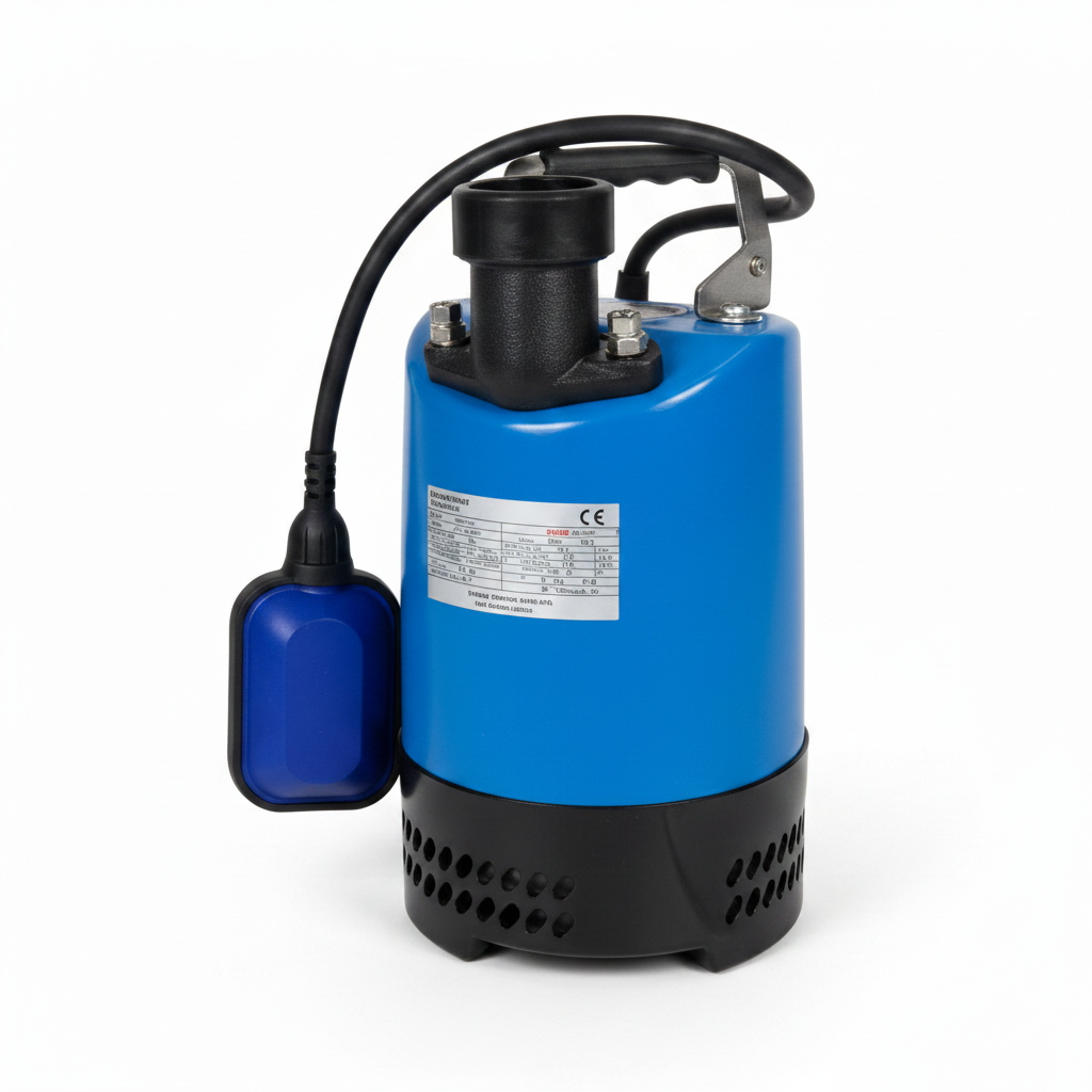 Blaue Klarwasser-Tauchpumpe N-10F auf weissem Hintergrund